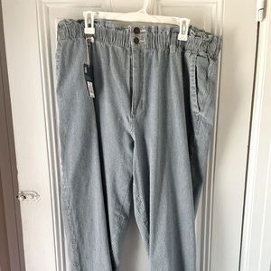 NWT universal thread blue white striped pants with paper bag waist. Size 18